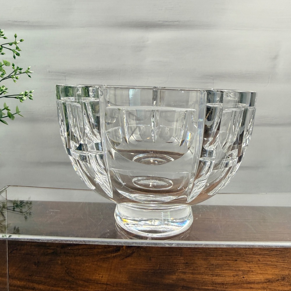 Orrefors Thousand Windows Crystal Bowl Simon Gate Sweden Signed Vintage
